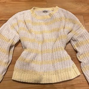 Yellow and white knitted sweater